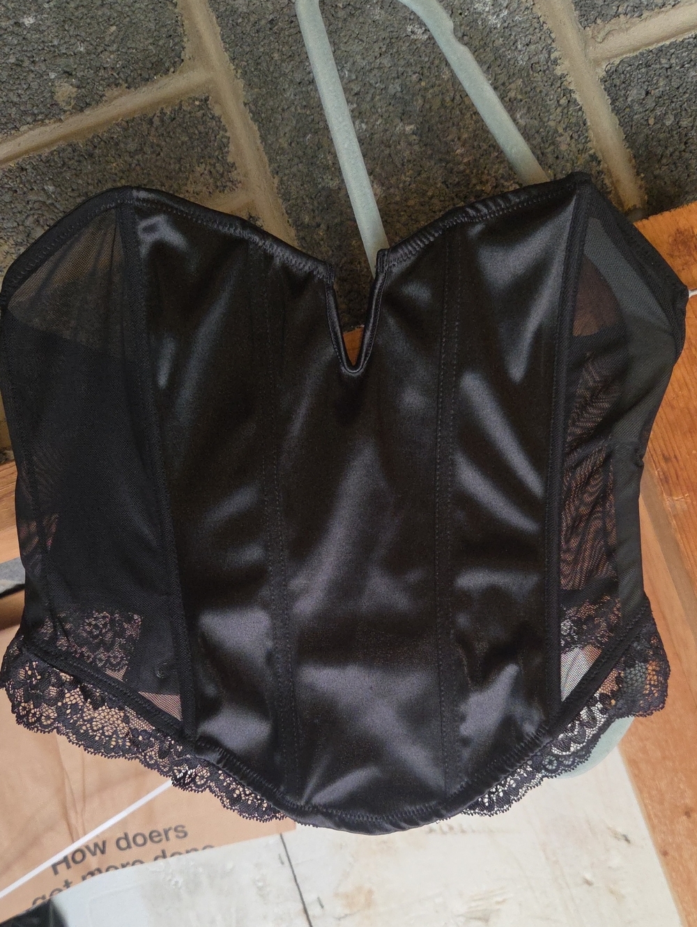 Forever 21 Black Satin Lace Bustier Top